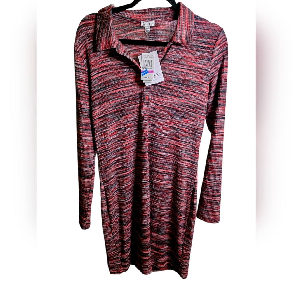Love, Fire Multicolor Striped Knit Sweater Dress XL - Picture 2 of 5
